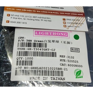LED 3mm trắng trong suốt - sáng xanh lá