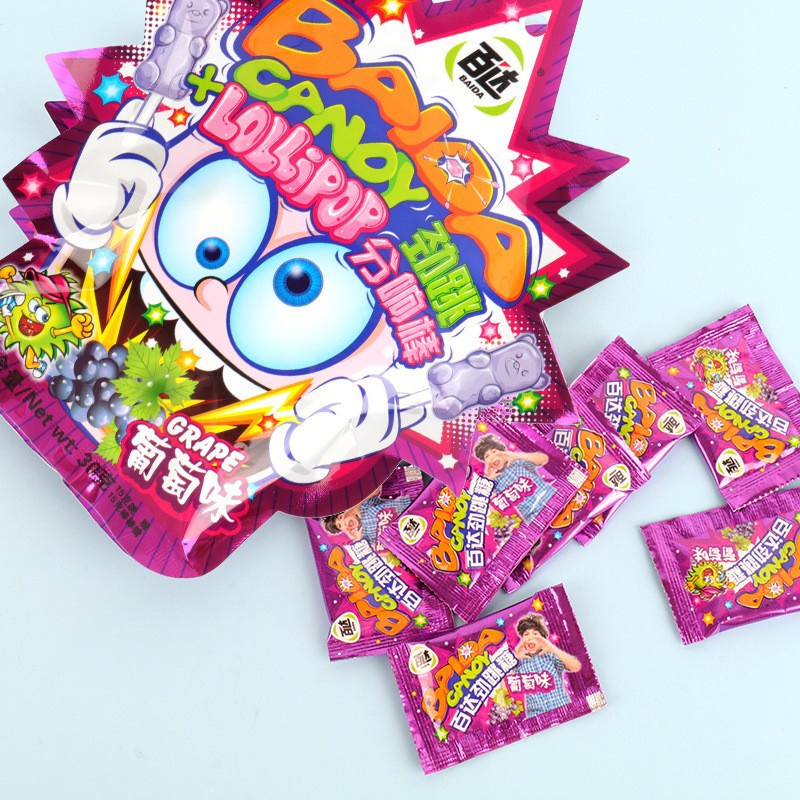 KẸO MÚT NỔ BAIDA POPPING CANDY 30G HỒNG KÔNG ( 5 KẸO MÚT HÌNH GẤU + 8 GÓI KẸO NỔ)