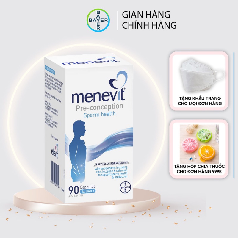 Viên Uống Menevit Úc hỗ trợ tăng chất lượng tinh trùng cho nam 90 viên Úc