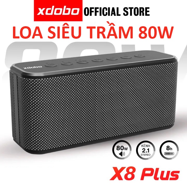 Loa Bluetooth Xdobo X8 Plus Công suất 80W, chống nước IPX5, Hỗ trợ Thẻ TF, USB, TWS Kết nối 2 loa - Bảo hành 12 tháng