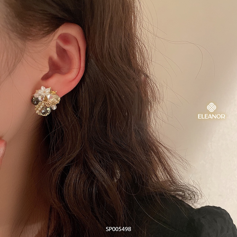 Bông tai nữ chuôi bạc 925 Eleanor Accessories hình hoa đính đá phong cách trẻ trung phụ kiện trang sức 5498