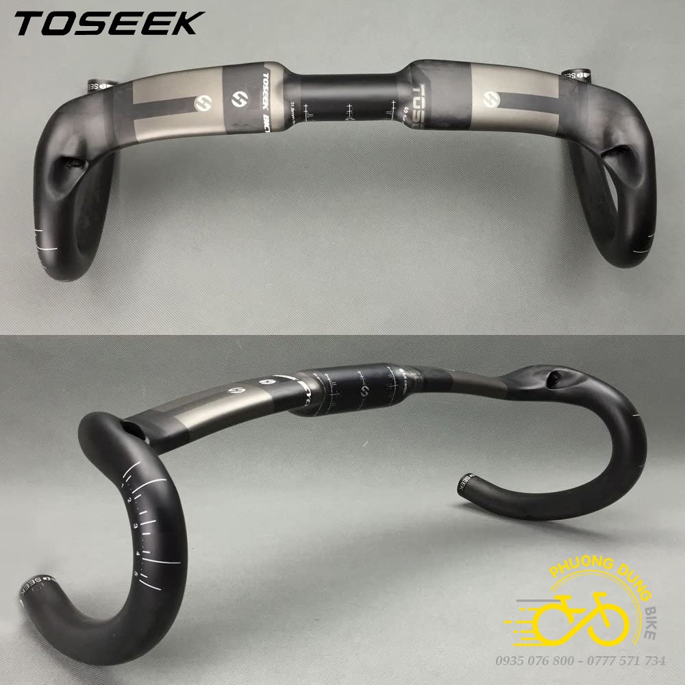 Ghi đông cong dẹp xe đạp road Carbon TOSEEK 420 x 31.8mm