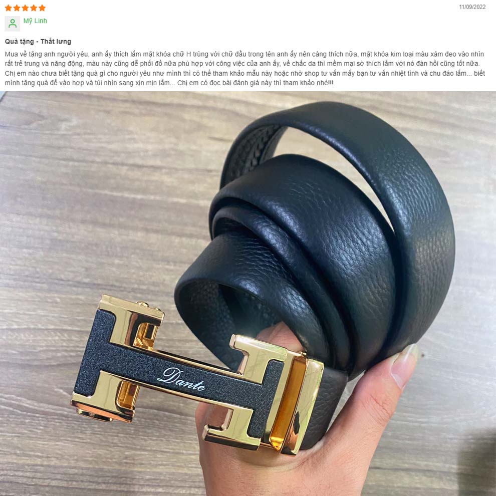 Thắt lưng nam chữ H da bò thật cao cấp kengshop-057009