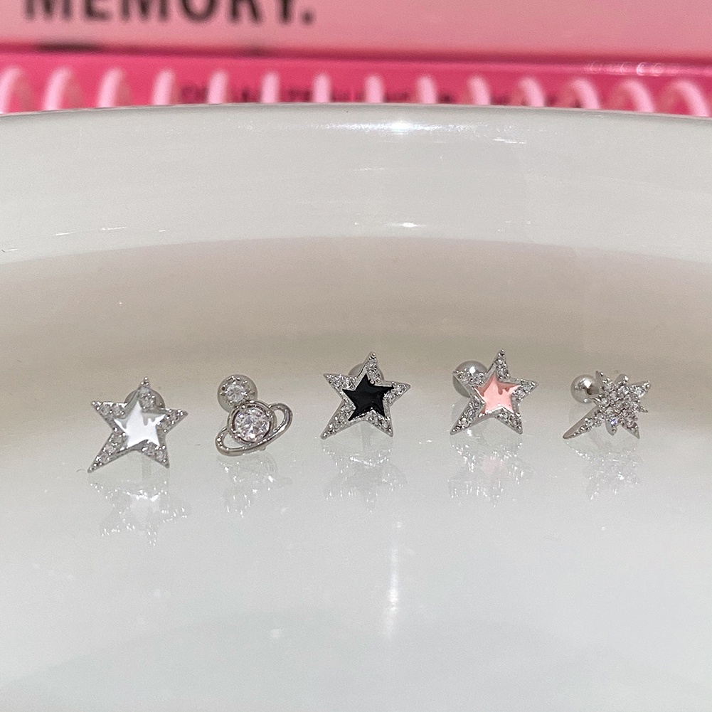 1 Cái Bông Tai S925 Không Gây Dị Ứng Hình Ngôi Sao Đính Đá Zircon