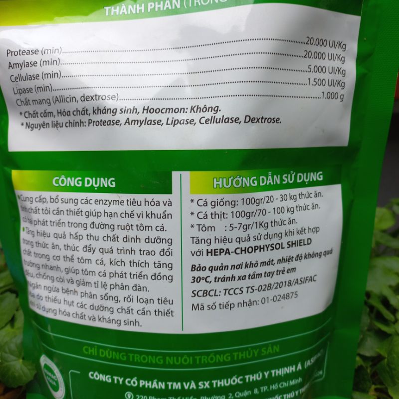 Men tiêu hóa cho cá Asi-Enzyme - tinh chất tỏi tươi, ngăn ngừa bệnh đường ruột cá