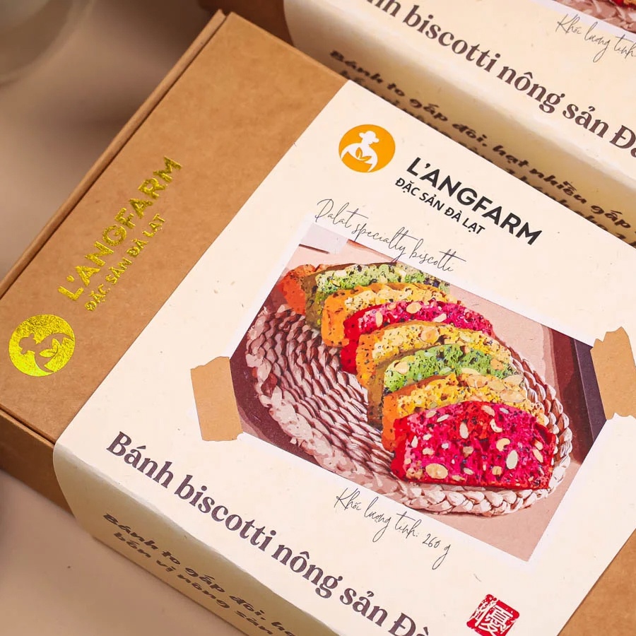 Bánh biscotti nông sản Đà Lạt L'angfarm, 280g, hộp, mẫu ichiba