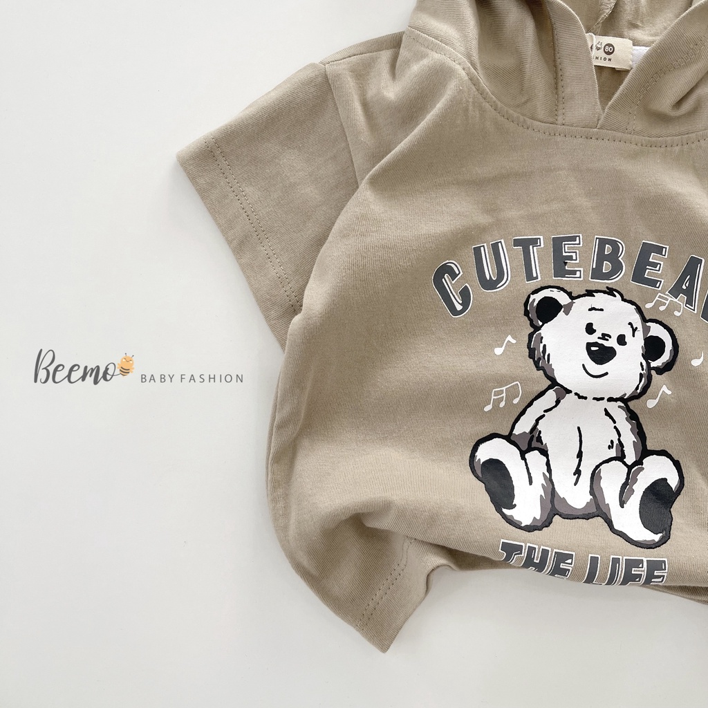 Bộ quần áo phối mũ Cute Bear cho bé Beemo,Chất liệu cotton 100% mềm mát,Thiết kế năng động với hình in lớn B293