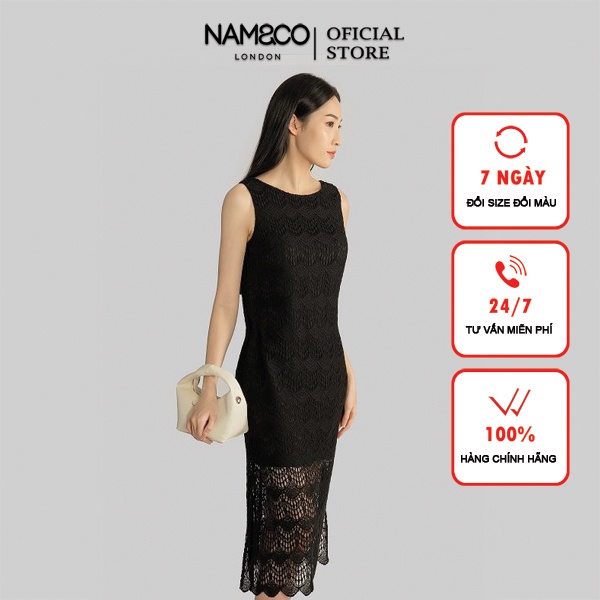 Đầm suông sát nách nữ Namandco đẹp thiết kế 2 lớp vải ren đi làm đi chơi size S M L màu đen, trắng ND0308