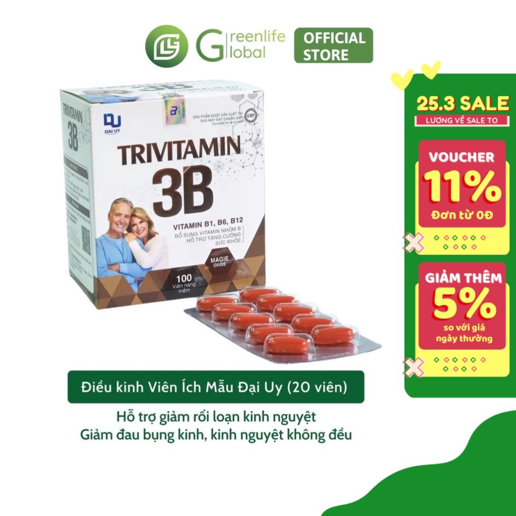 Vitamin B tổng hợp Đại Uy - TriVitamin 3B (Hộp 100 viên nang mềm)