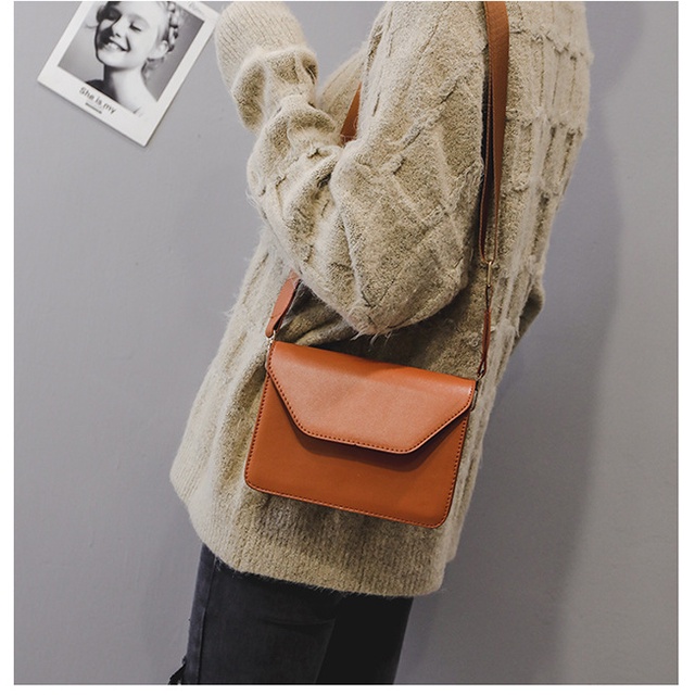 Túi Đeo Vai Bằng Da PU Màu Trơn Thời Trang Dành Cho Nữ