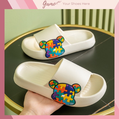 Dép bánh mì quai ngang nữ Gamo bear.rick chống trơn trượt đi trong nhà tắm dễ thương cute phong cách ulzzang hàn quốc
