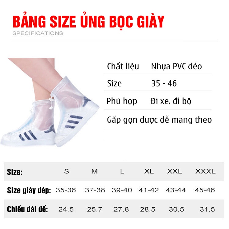 Bao trùm giày đi mưa dạng ủng bằng cao su trong suốt