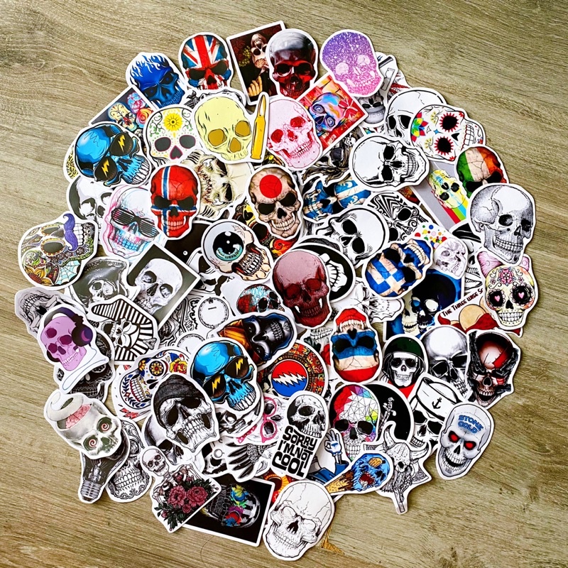 Sticker ĐẦU LÂU - SKULL decal hình dán chống nước trang trí xe, laptop, nón bảo hiểm