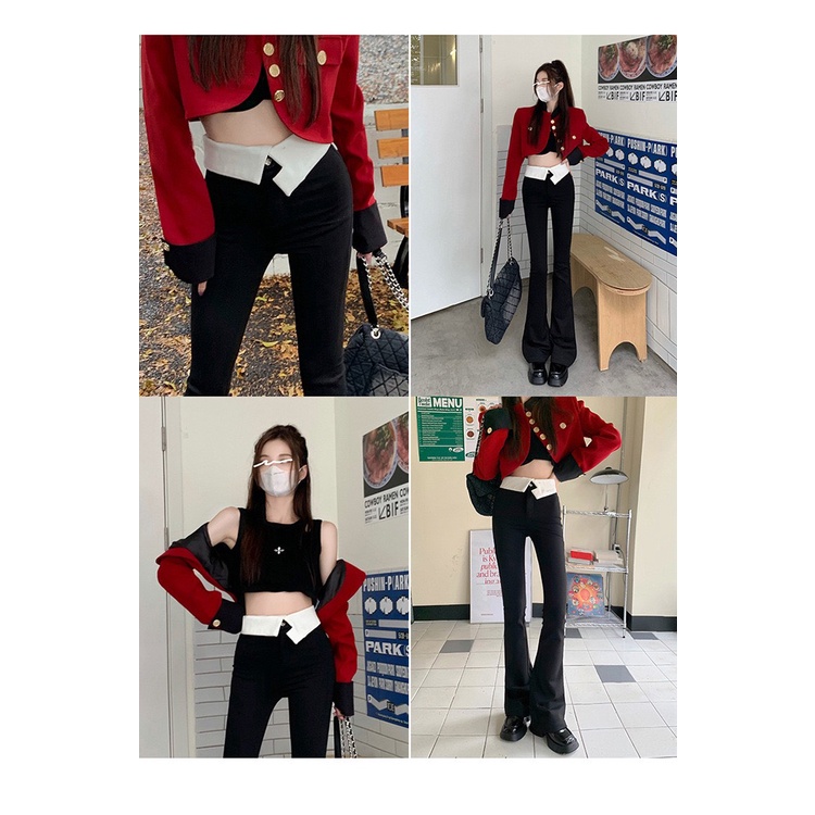 Quần ống loe cạp gấp ,chất vải umi mềm mịn,mặc cực đẹp K3