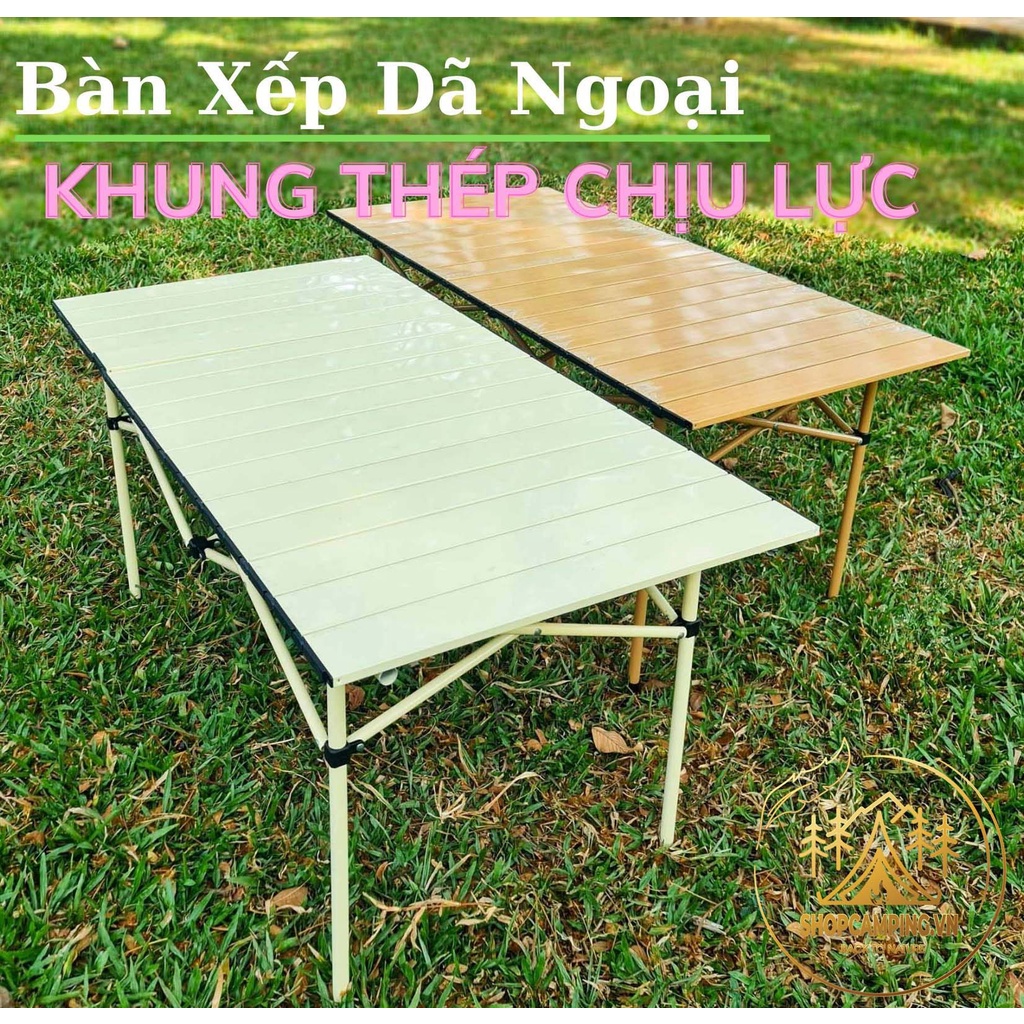 Bàn xếp khung thép chịu lực dành cho cắm trại dã ngoại (Hình thật shop chụp)