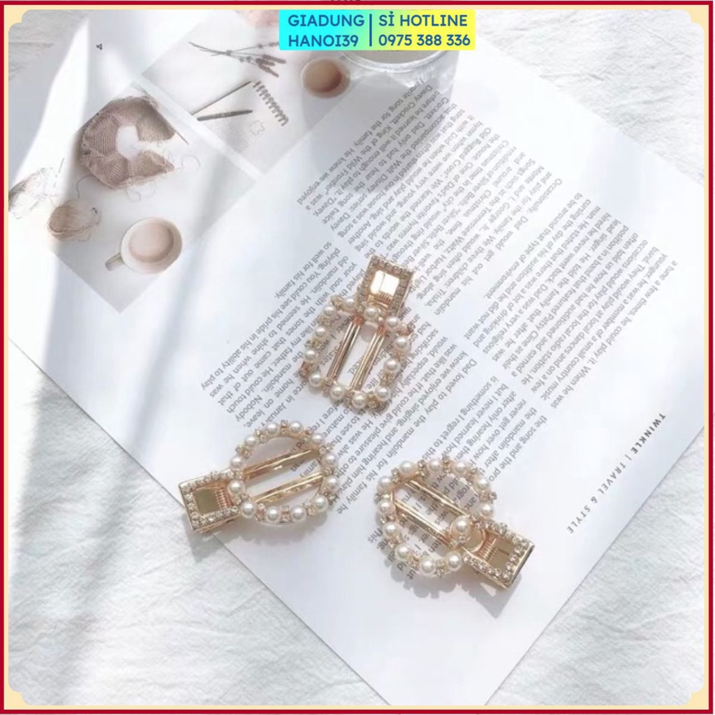 Sét 3 kẹp cặp tóc tròn, vuông, trái tim đa năng