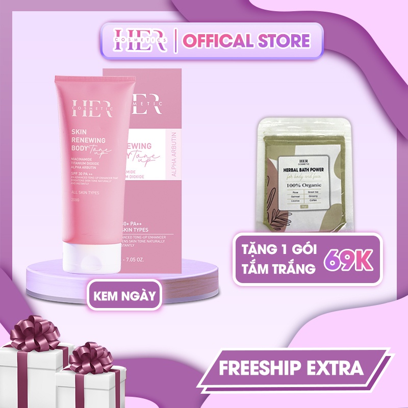 Kem Body Skin Renewing Body Tone Up SPF 30 PA ++ Trắng Da Dưỡng Ẩm Ngắn Ngừa Mụn Lão Hoá Da Dạng Tuýp 200gr