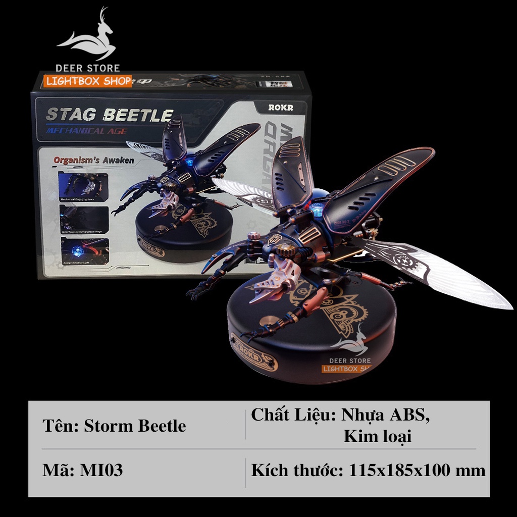 ROKR Bọ Cánh Cứng The Storm Beetle MI03 DIY. Có đèn Led. Mô Hình xếp hình 3D Sinh vật Cơ học Tự làm của Rokr