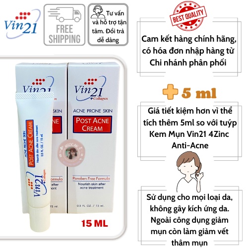 Kem Mụn Vin21 Post Acne Collagen 15ml, Kem Mụn Vin21 Thái Lan Với Collagen Giúp Giảm Mụn Dưỡng Da Ngừa Thâm