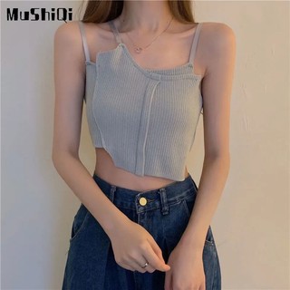 Áo kiểu MUSHIQI hai dây phong cách Hong Kong retro thời trang mùa hè cá tính dành cho nữ