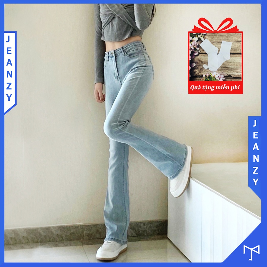 Quần bò jean nữ ống loe co giãn jeans cạp cao cao cấp JEAN ZY