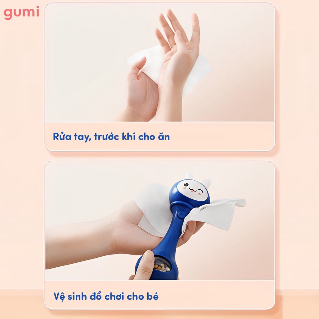 Gói 100 tờ khăn giấy ướt Gumi cho bé khăn ướt khăn lau em bé