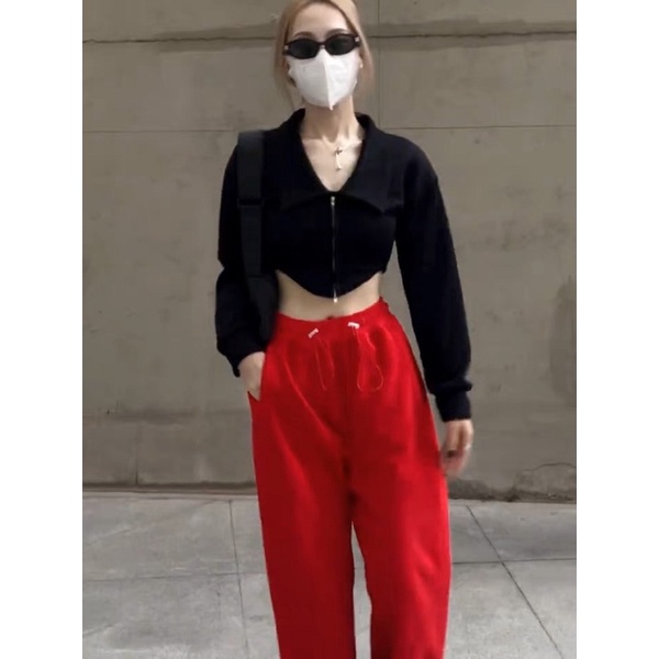 Áo Cardigan Croptop Tay Dài Khoá Kéo Sexy Tôn Dáng