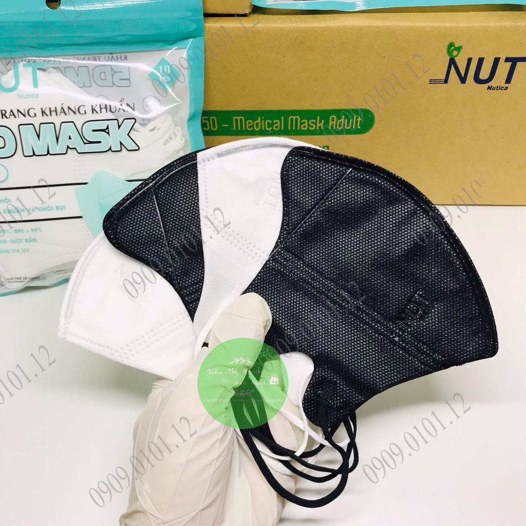 (Thùng 200 cái) Khẩu trang 5d NUT chính hãng, 5d người lớn hãng Nutica dây deo chắc chắn không ngộp không lem son