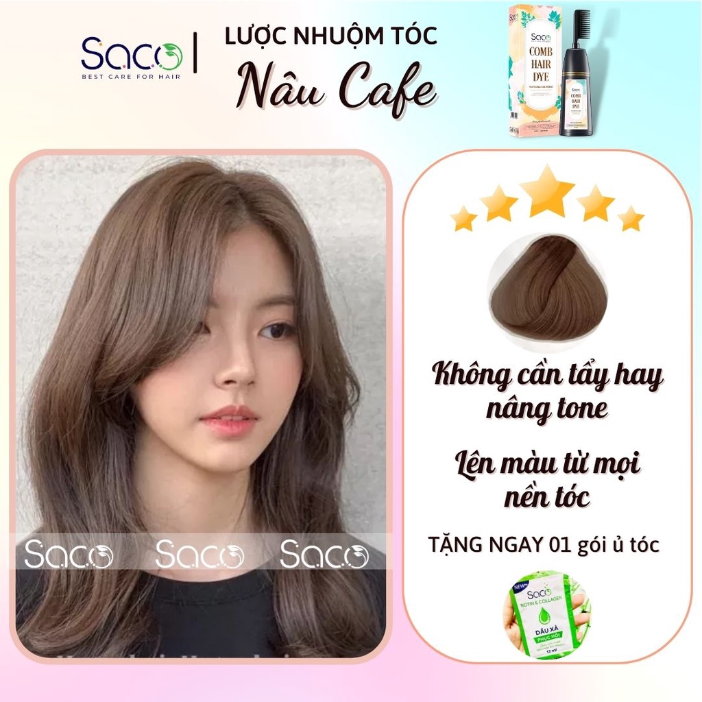 Thuốc nhuộm tóc màu Nâu Cafe Sáng + kèm trợ nhộm 100ml | Lazada.vn