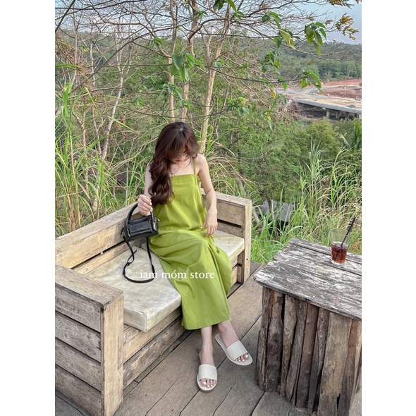 Muse Dress - Váy linen dài lưng chun co dãn