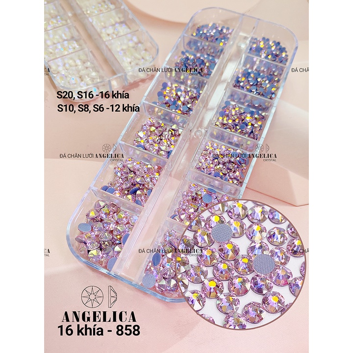 Khay đá chân lưới nail 16 khía đủ màu đính trang trí móng ANGELICA ANG
