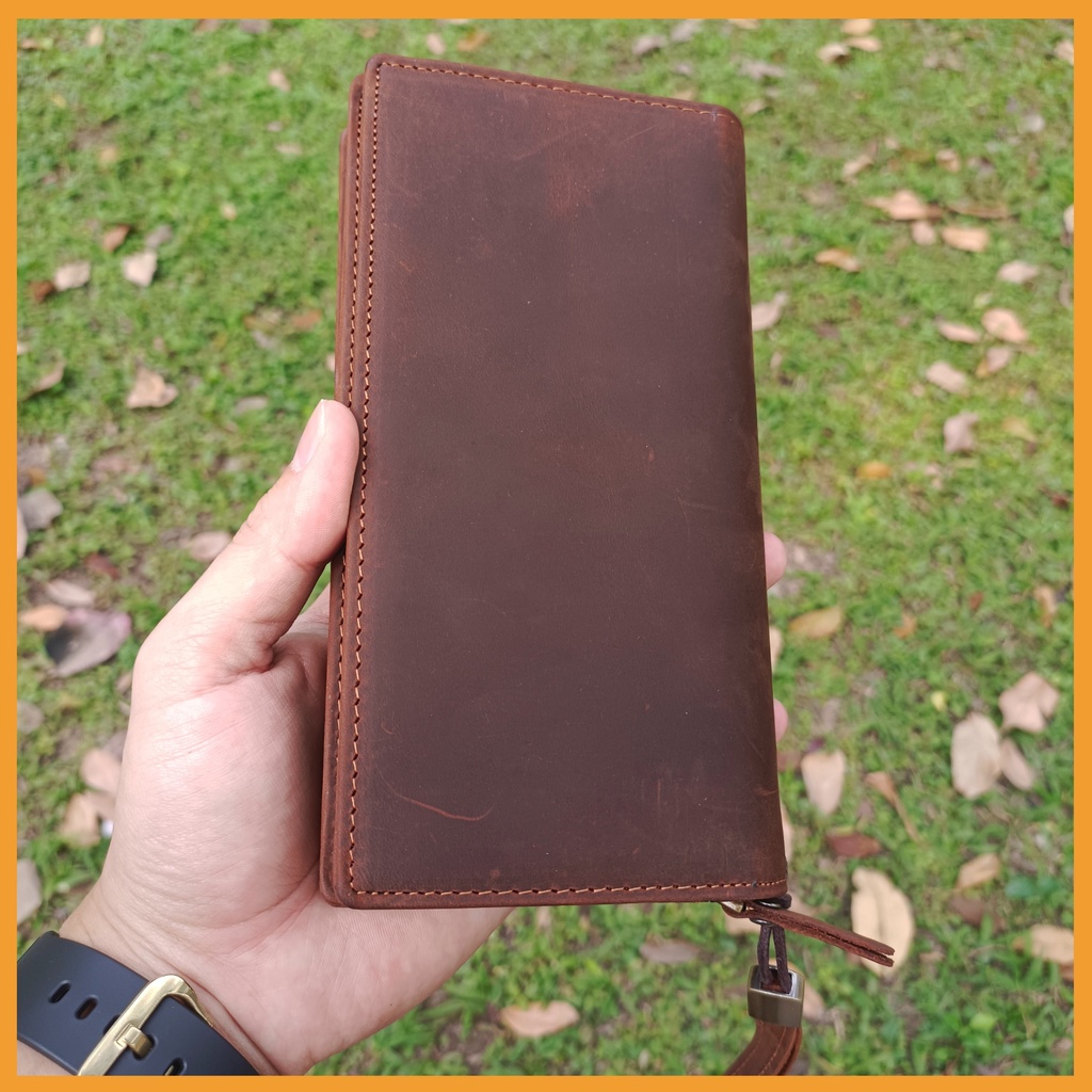 Ví cầm tay, ví dài nam nữ chất liệu da bò sáp cao cấp đựng được điện thoại VD12