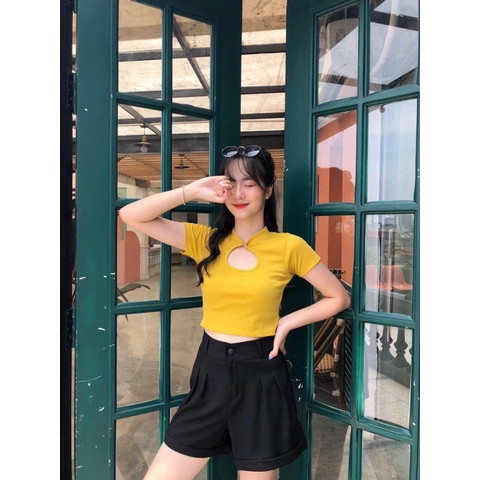 Quần short đùi nữ gập gấu chất tuyết mưa mặc phong cách cho mùa hè | BigBuy360 - bigbuy360.vn