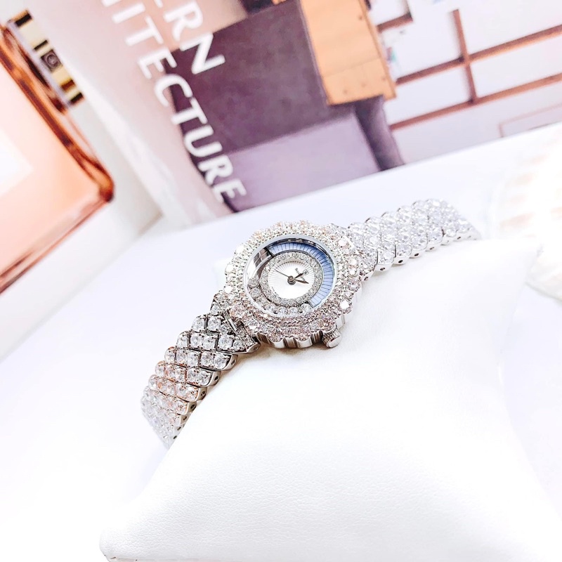 Đồng hồ nữ Royal Crown 4660 chính hãng mặt tròn đính đá dây full đá siz 30mm