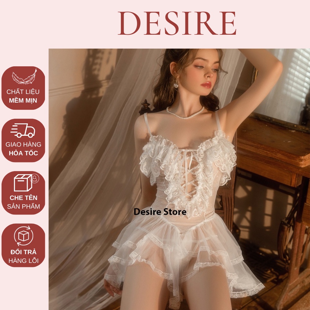 Váy ngủ ren cao cấp hai dây ôm body gợi cảm Desire VN-8497