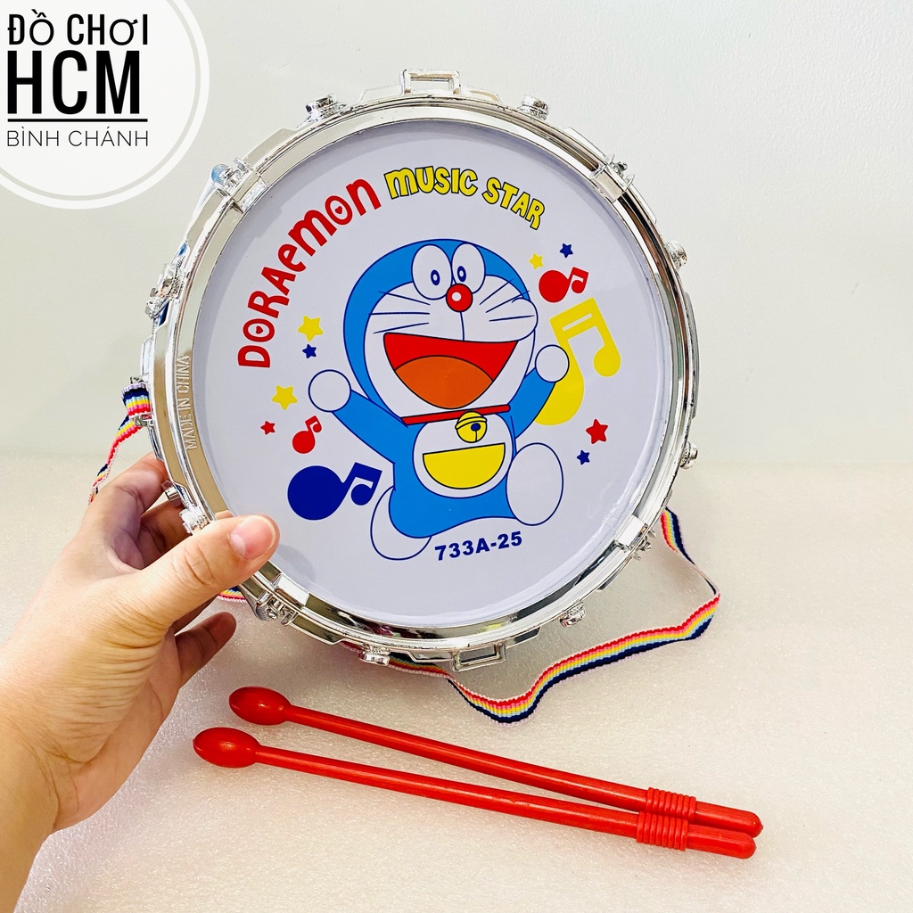 Đồ chơi trẻ em trống trường hình doremon bằng nhôm dành cho bé thích khám phá âm nhạc, trống đồ chơi 733A-25
