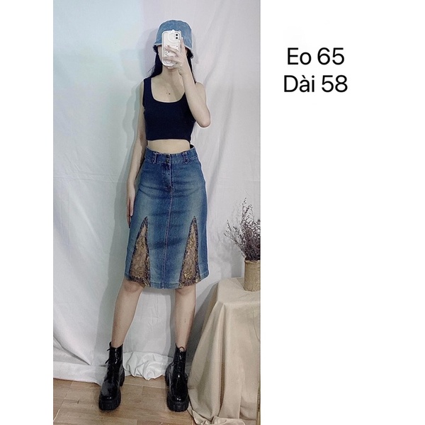 VÁY JEANS 2HAND FORM DÀI VỪA