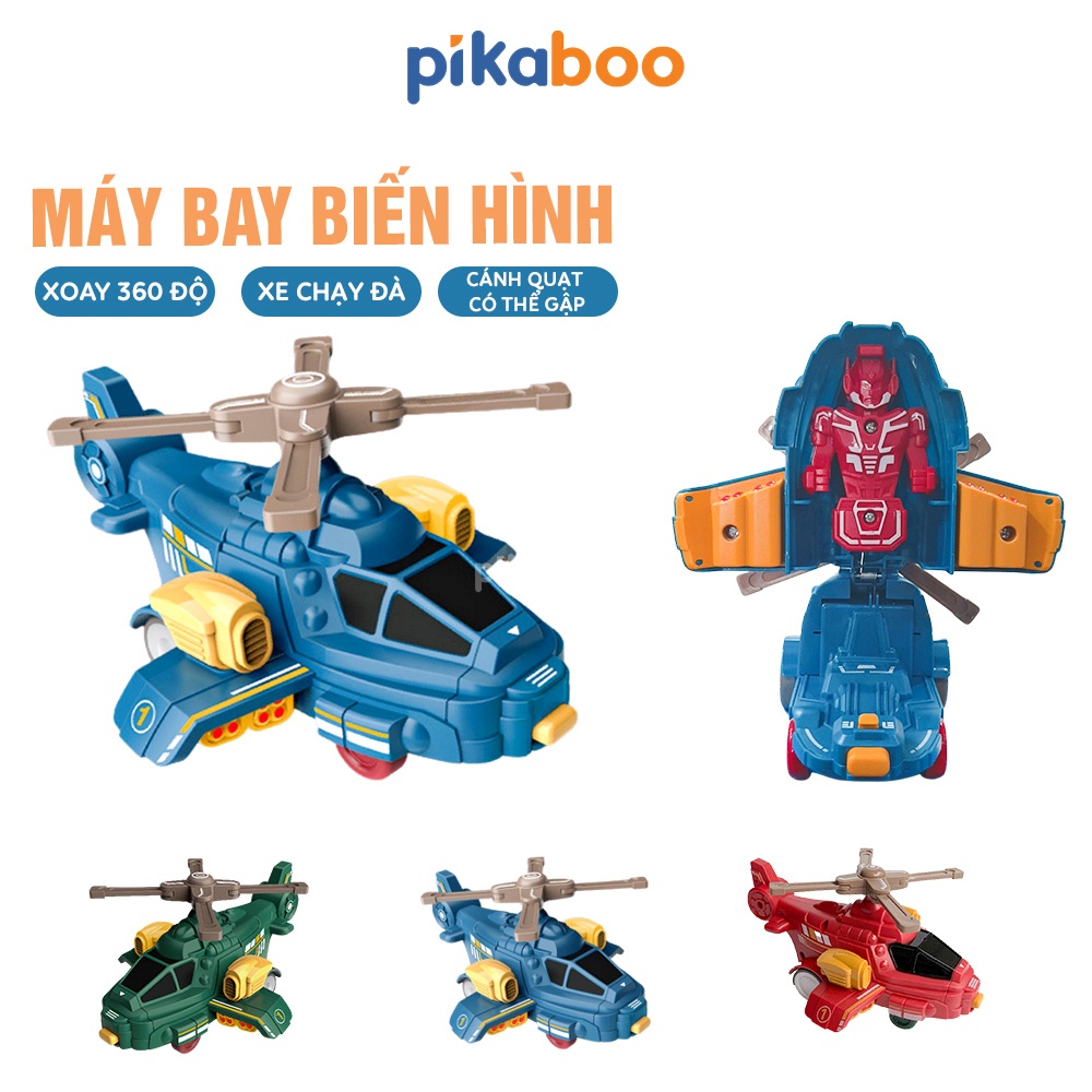 Mô hình máy bay 2 trong 1 biến hình thành robot Pikaboo chất liệu nhựa cao cấp chạy đà xoay 360 độ đẹp mắt cho trẻ nhỏ