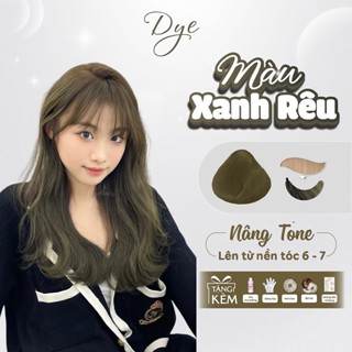 Thuốc nhuộm tóc, thuốc nhuộm tóc màu XANH RÊU, DYE HAIR, tặng kèm oxy trợ dưỡng và bao tay
