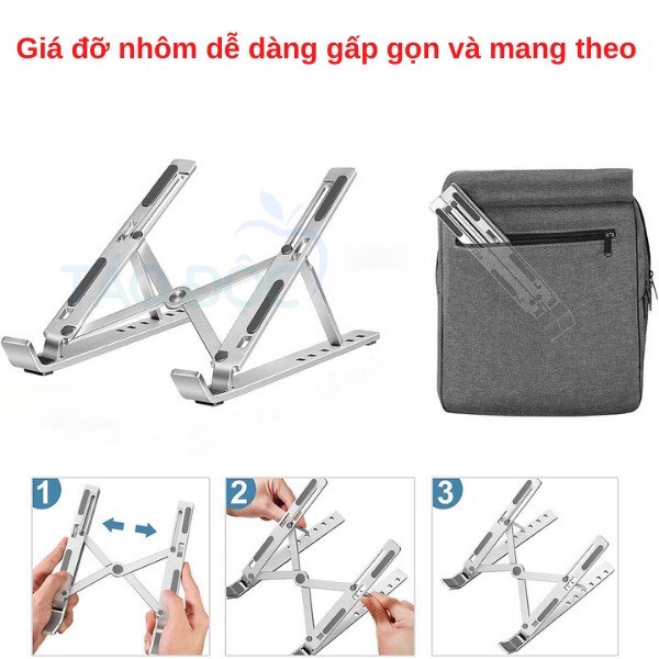 Giá đỡ Laptop, máy tính bảng bằng nhôm có thể điều chỉnh được độ cao, đế tản nhiệt kê laptop nhôm | BigBuy360 - bigbuy360.vn