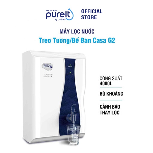 [ COMBO TIẾT KIỆM ] Máy lọc nước Pureit Casa G2 + Lõi lọc thô + Bộ lọc diệt khuẩn Pureit Casa G2