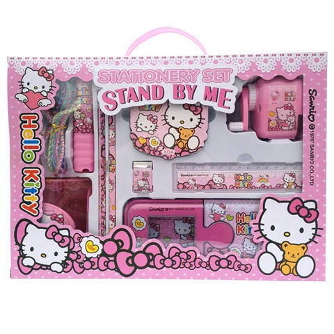 Túi Đựng Quà Tặng Thiết Kế Dễ Thương Bộ Dụng Cụ Học Tập Hình Hello KITTY Đáng Yêu Sáng Tạo