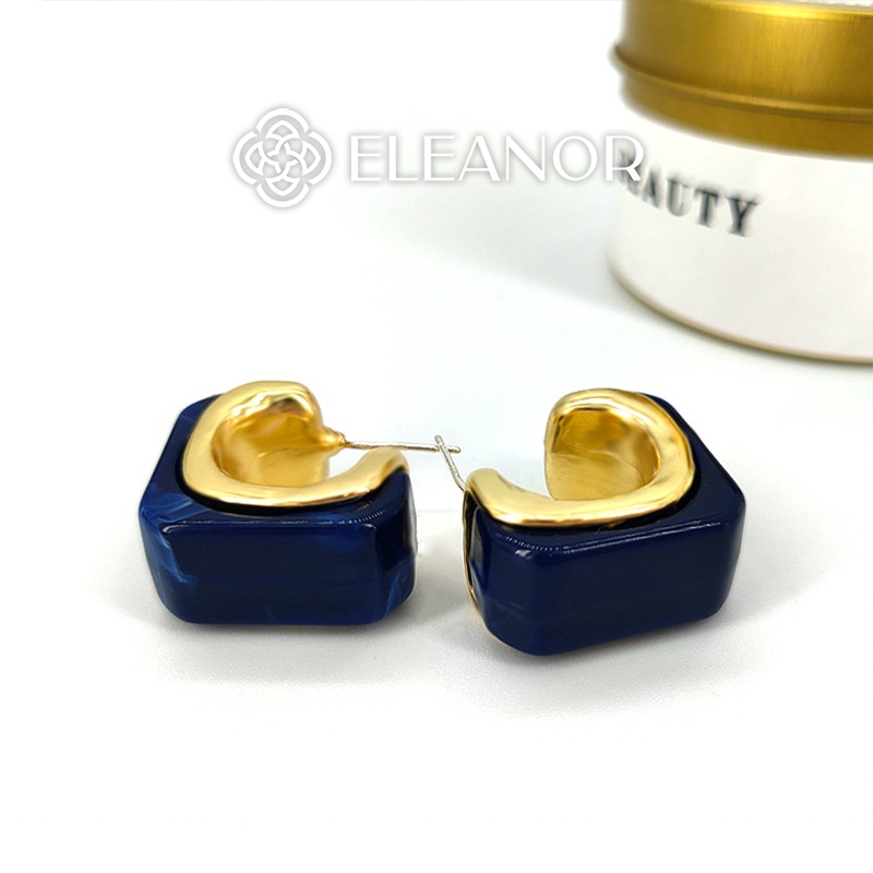 Bông tai nữ chuôi bạc 925 Eleanor Accessories dáng chữ C phong cách cá tính phụ kiện trang sức 5370