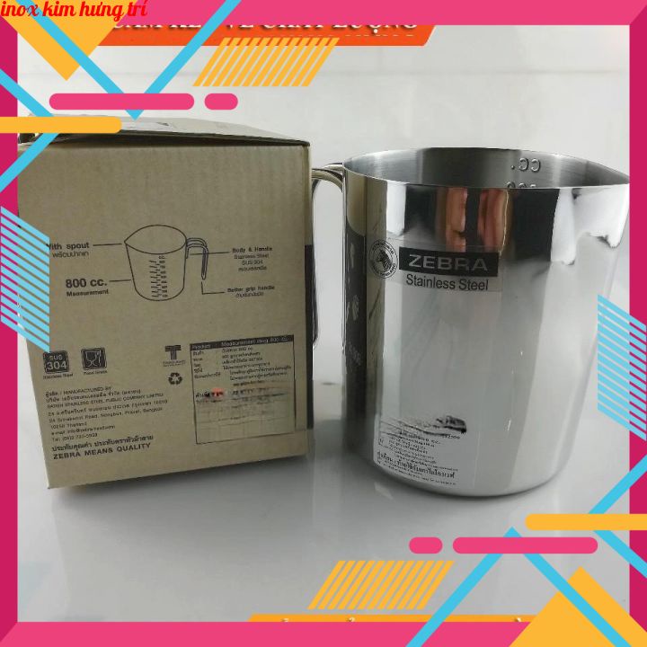 Ca đong thể tích inox 304 Zebra Thái Lan có vạch chia 800ml-112590