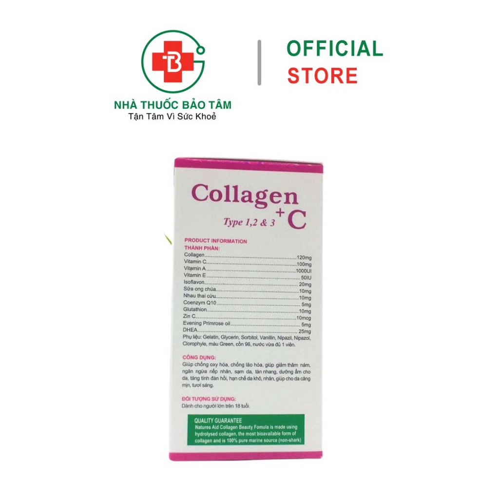 Viên uống đẹp da giảm lão hóa Collagen + C vitamin e giúp da sáng mịn , giảm nám tàn nhan – Hộp 60 viên