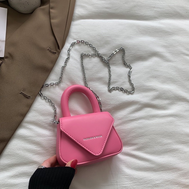 Túi đeo chéo nữ mini  fashion & bags dây xích size 14 nhỏ xinh