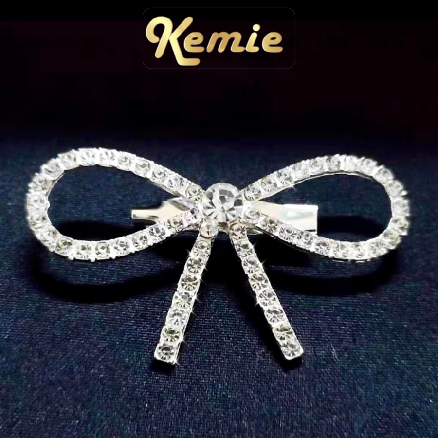 Ghim cài áo hình nơ đính đá nhân tạo toàn diện thời trang cho nữ