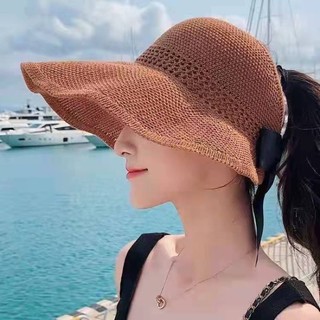 Mũ nón cói vành rộng thắt nơ phong cách hàn