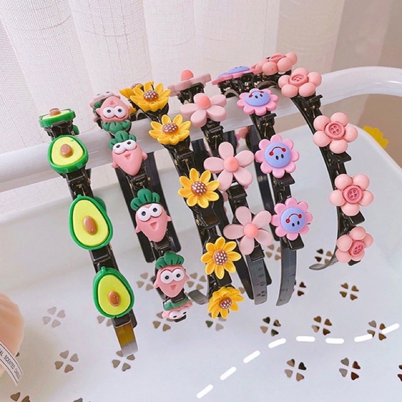 Bờm Kẹp Tóc Hàn Quốc Cho Bé Gái Có Đính Hoa Quả Siêu Cute Hot Nhất
