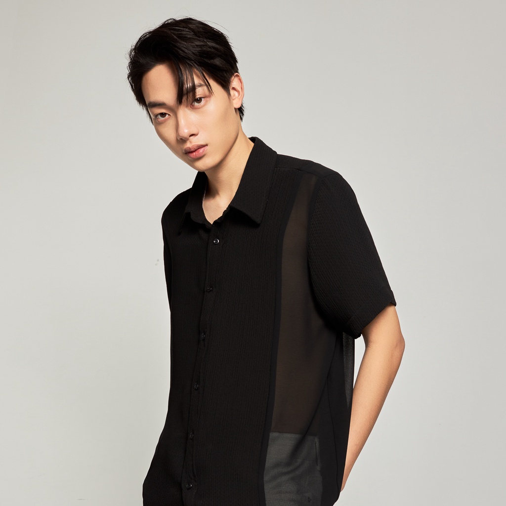 Áo sơ mi ngắn tay nam mềm mịn thoáng mát Highway  Lucien Đen